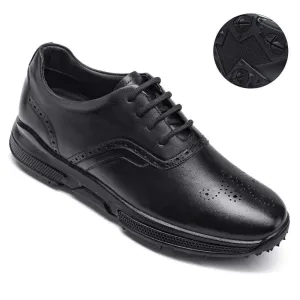 7 CM / 2.76 Inches - CMR CHAMARIPA Height Increasing Shoes - Men's Elevator Golf Shoes - Printed Full Black Men's Golf Shoes