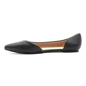 A New Day Pointed Toe Ballerinas Leather Black Colour For Women