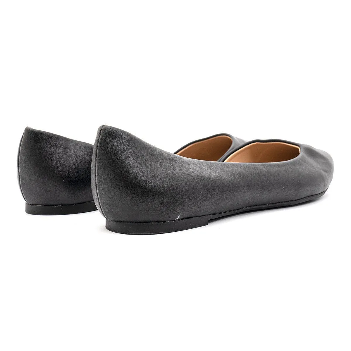 A New Day Pointed Toe Ballerinas Leather Black Colour For Women