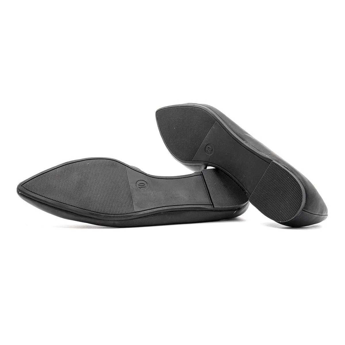 A New Day Pointed Toe Ballerinas Leather Black Colour For Women