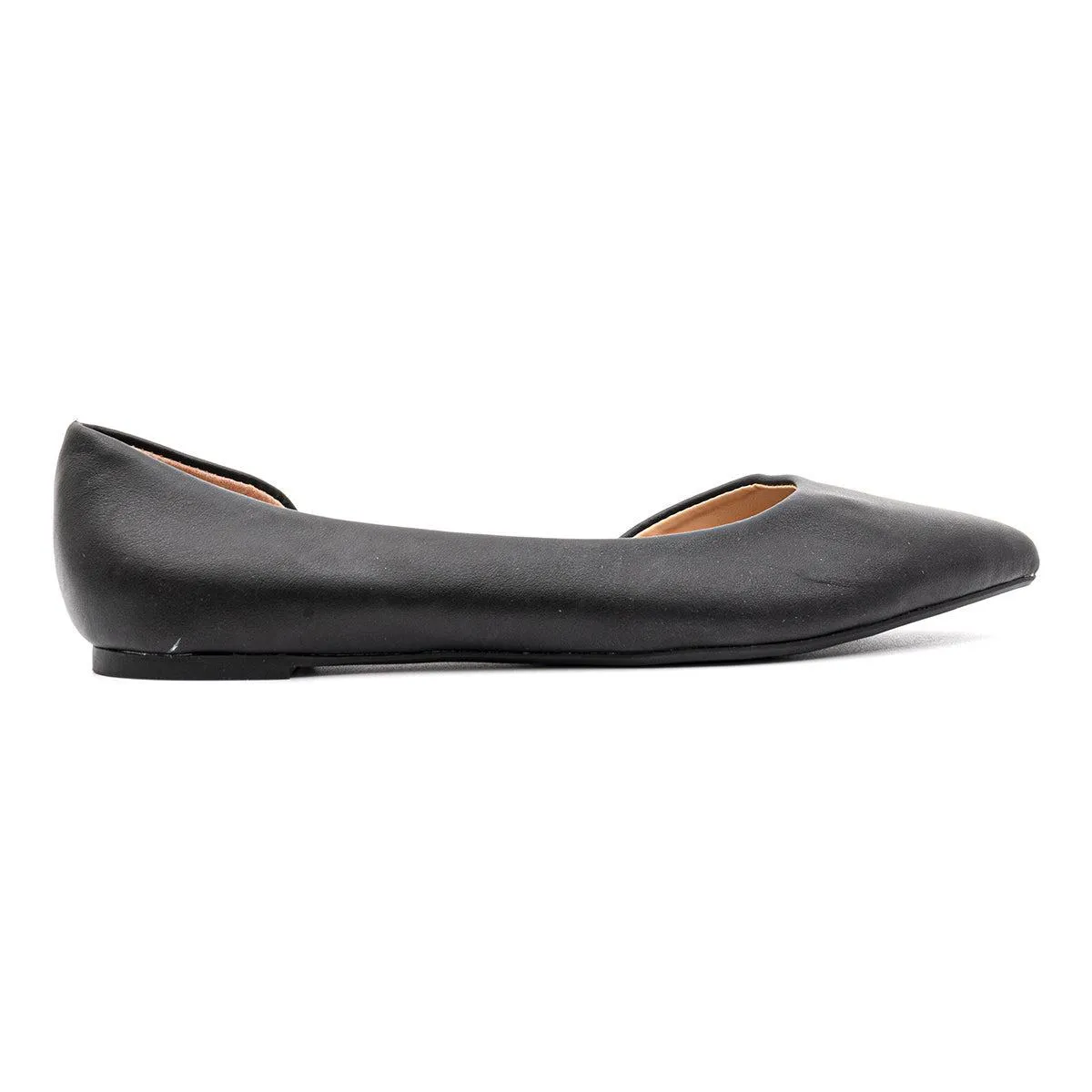 A New Day Pointed Toe Ballerinas Leather Black Colour For Women