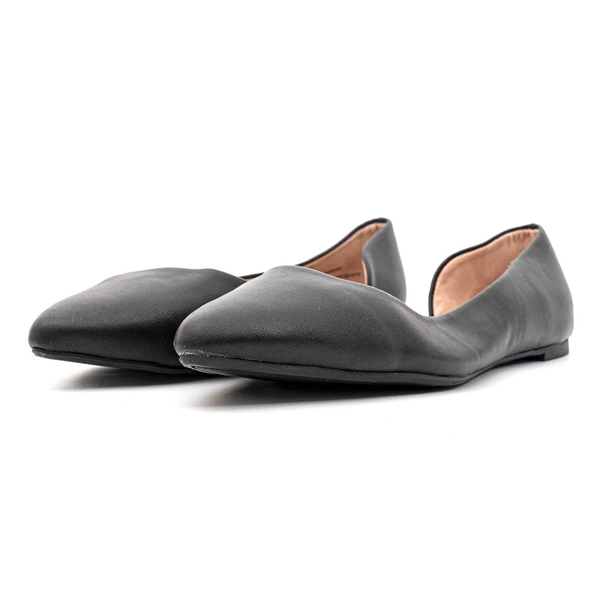 A New Day Pointed Toe Ballerinas Leather Black Colour For Women