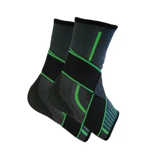 Adjustable Ankle Brace 2 Pack, Elastic Compression Ankle Support for Ligament Damage, Weak Ankles Achilles Tendon, Sprained Ankle - Green M