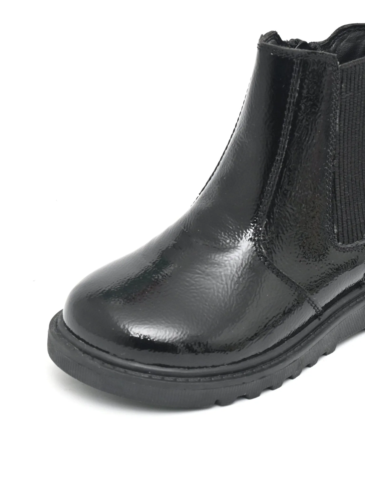 AMARA - Girls' Black Patent Leather Ankle Boots