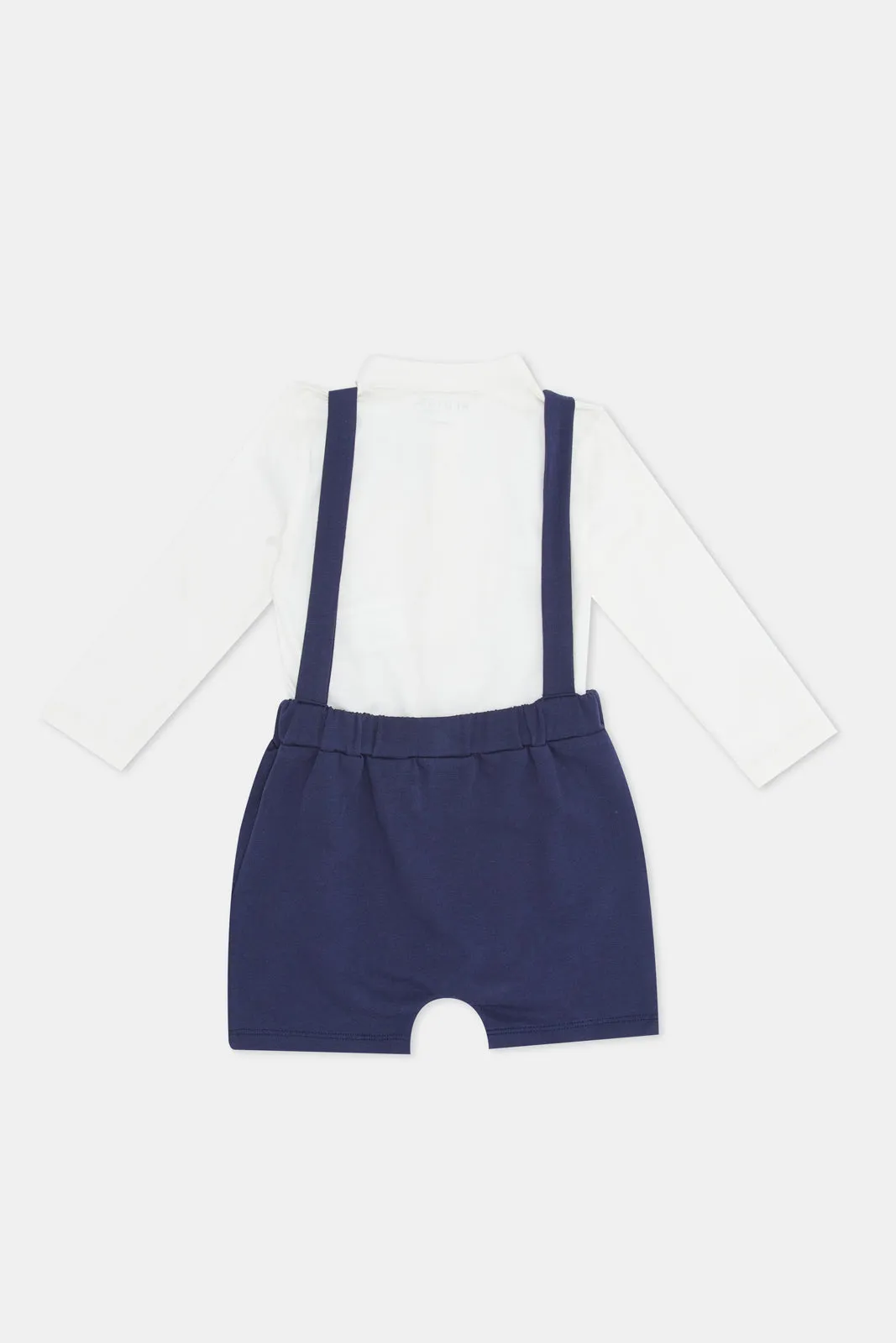 Babies Navy And White Dungaree Set (2 Piece)