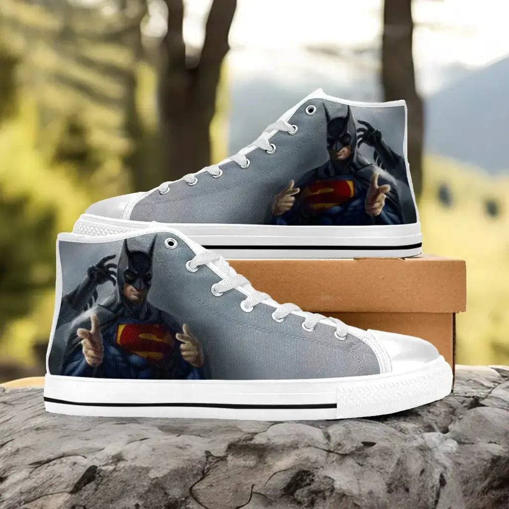 Batman Superman Shoes High Top Sneakers for Kids and Adults