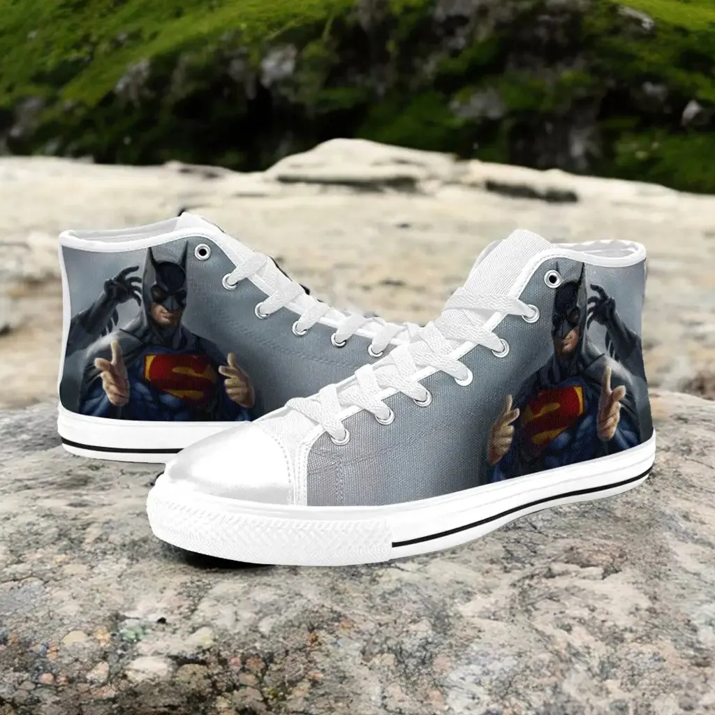 Batman Superman Shoes High Top Sneakers for Kids and Adults