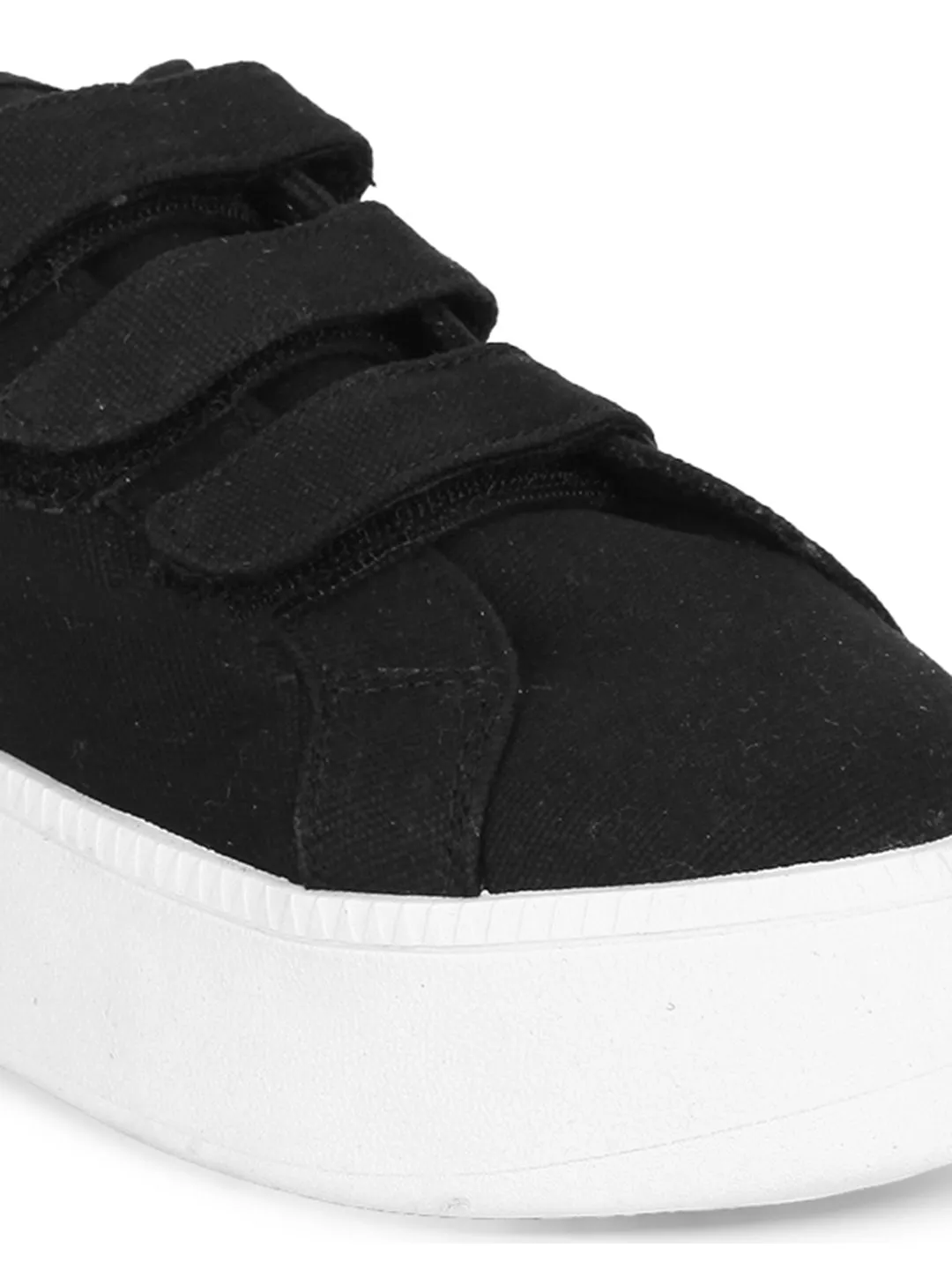 Black Strap Slip-On Sneakers