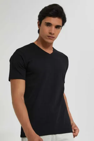 Black V-Neck Regular Fit T-Shirt