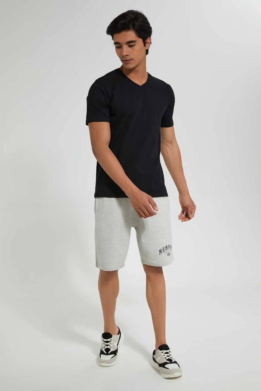 Black V-Neck Regular Fit T-Shirt