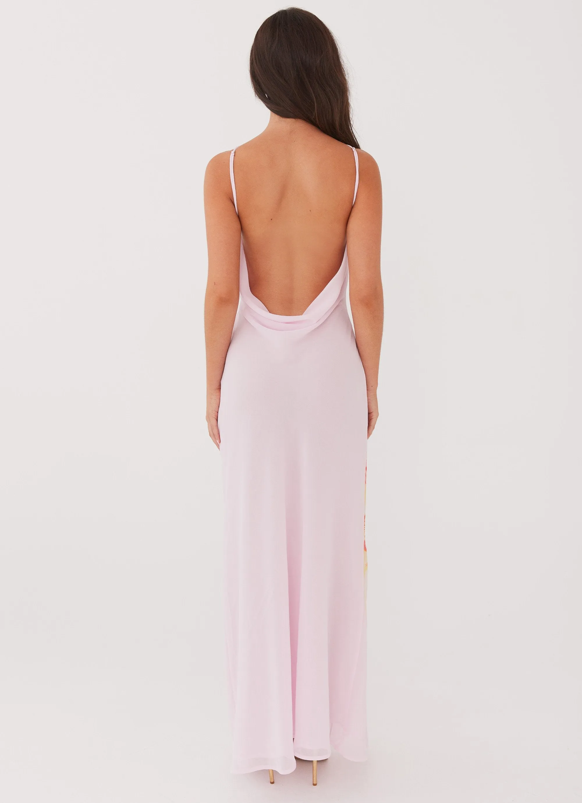 Blossom Hearts Maxi Dress - Pink Peony