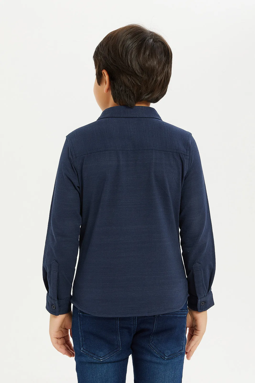 Boys Navy Collared Shirt