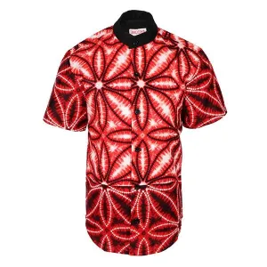 BOYS NEHRU COLLAR ANKARA SHIRT- RED