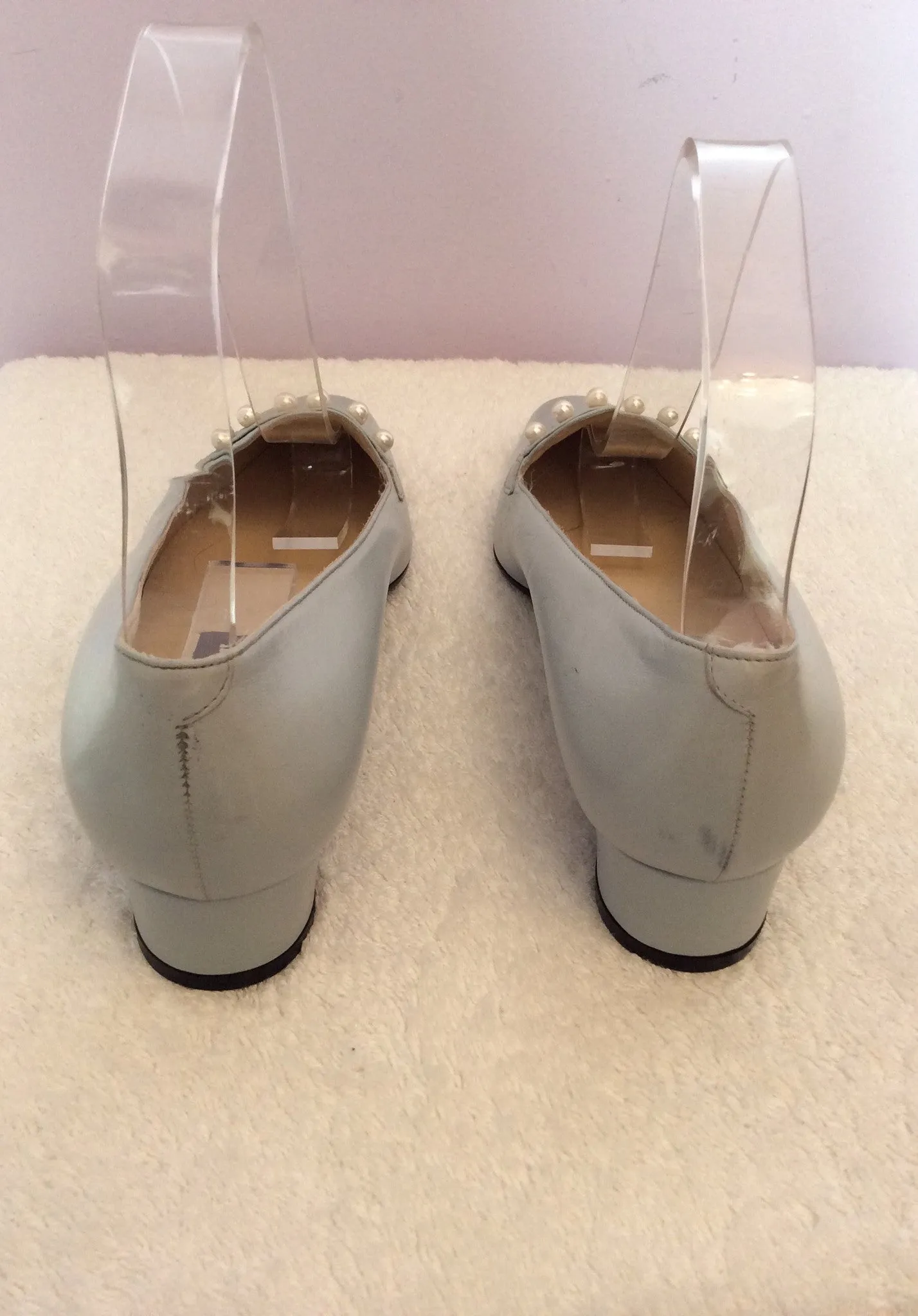 Brand New Bally Pale Blue & Pearl Trim Court Shoes Size 4/37