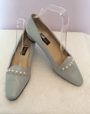 Brand New Bally Pale Blue & Pearl Trim Court Shoes Size 4/37