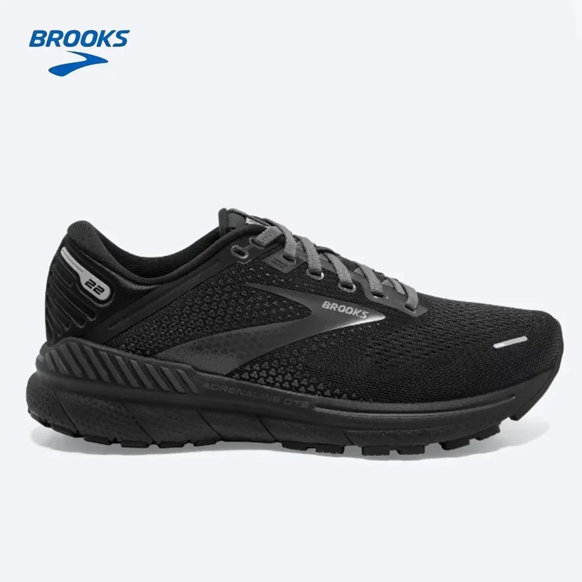 BROOKS Adrenaline GTS 22 Running Shoes Black Ebony Men Long-Distance Road Sport Training Casual Sneakers