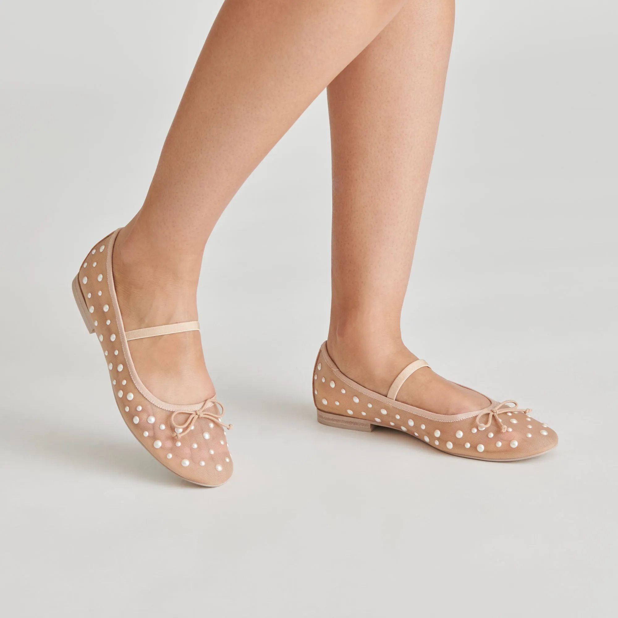 CADEL PEARL BALLET FLATS BLUSH MESH