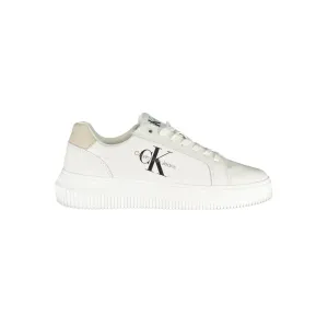 Calvin Klein Chic White Lace-Up Sneakers with Contrast Details