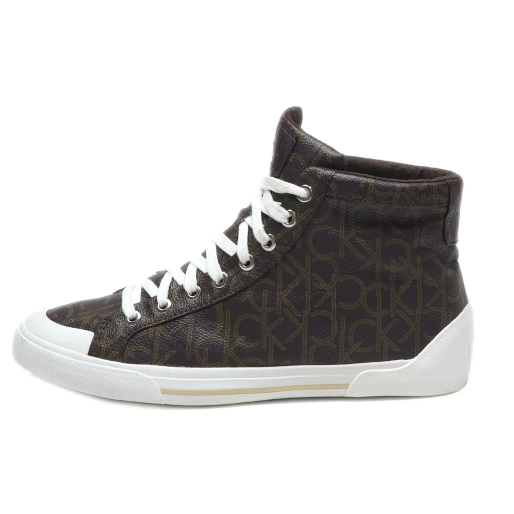 Calvin Klein High-Top Sneakers Pu Leather Brown Colour For Women