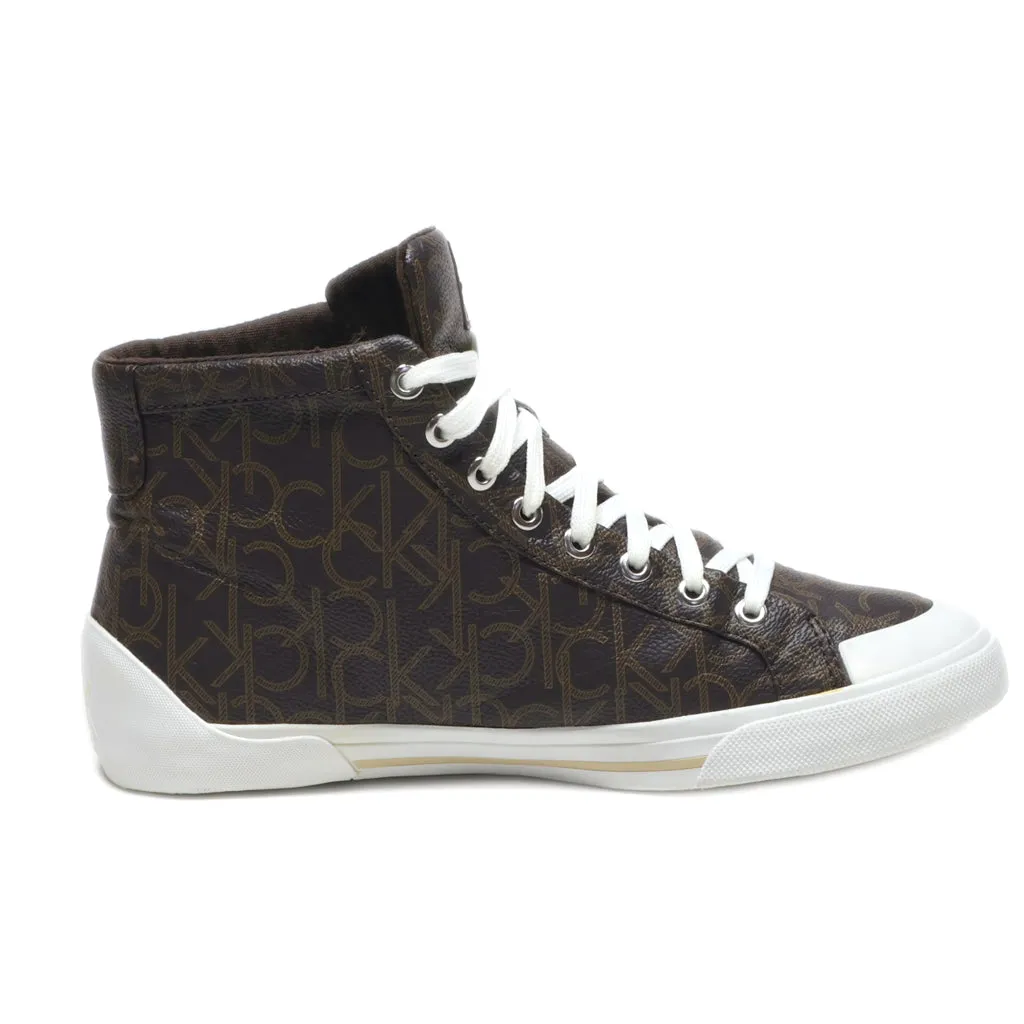 Calvin Klein High-Top Sneakers Pu Leather Brown Colour For Women