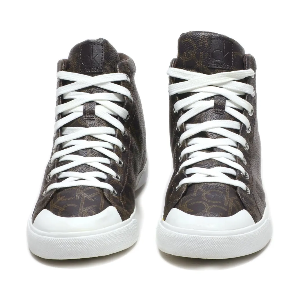 Calvin Klein High-Top Sneakers Pu Leather Brown Colour For Women