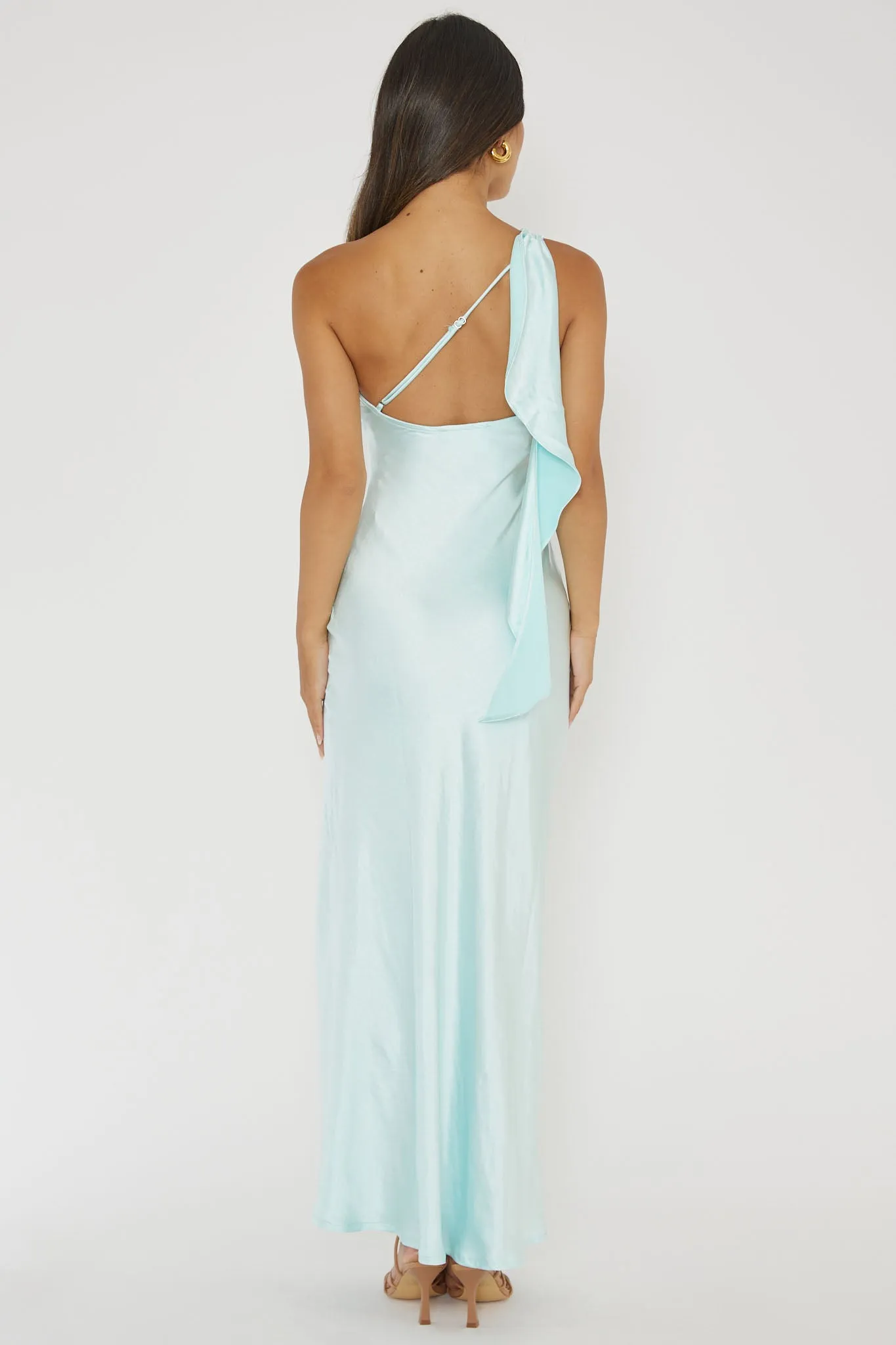 Carmel One-Shoulder Sash Maxi Dress Ice