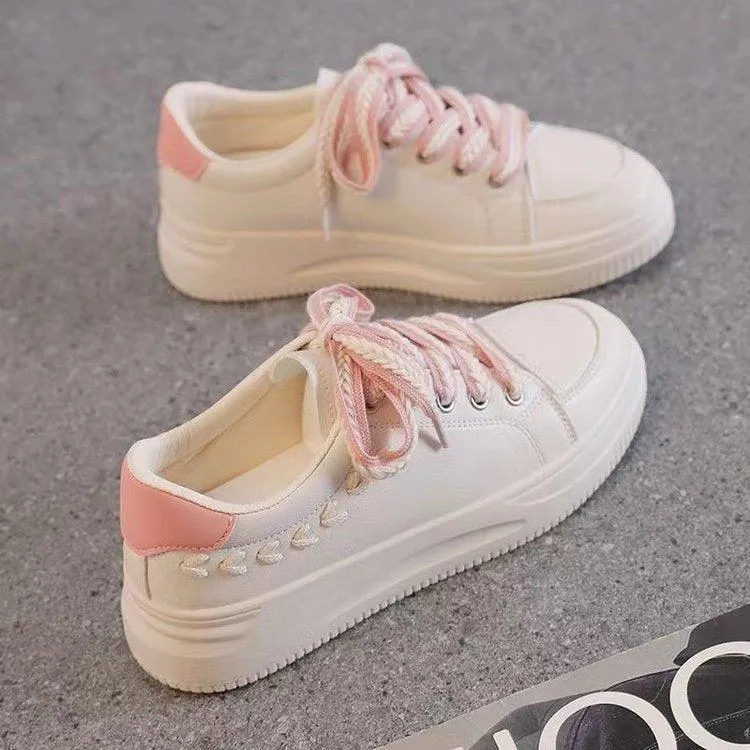 Casual Leather Women's Sports Platform Sneakers