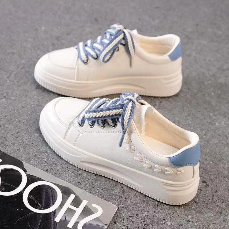 Casual Leather Women's Sports Platform Sneakers