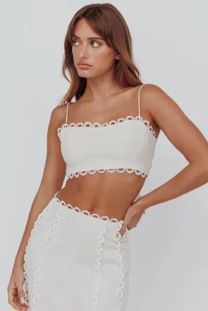 Chamberlain Scallop Trim Crop Top Sand