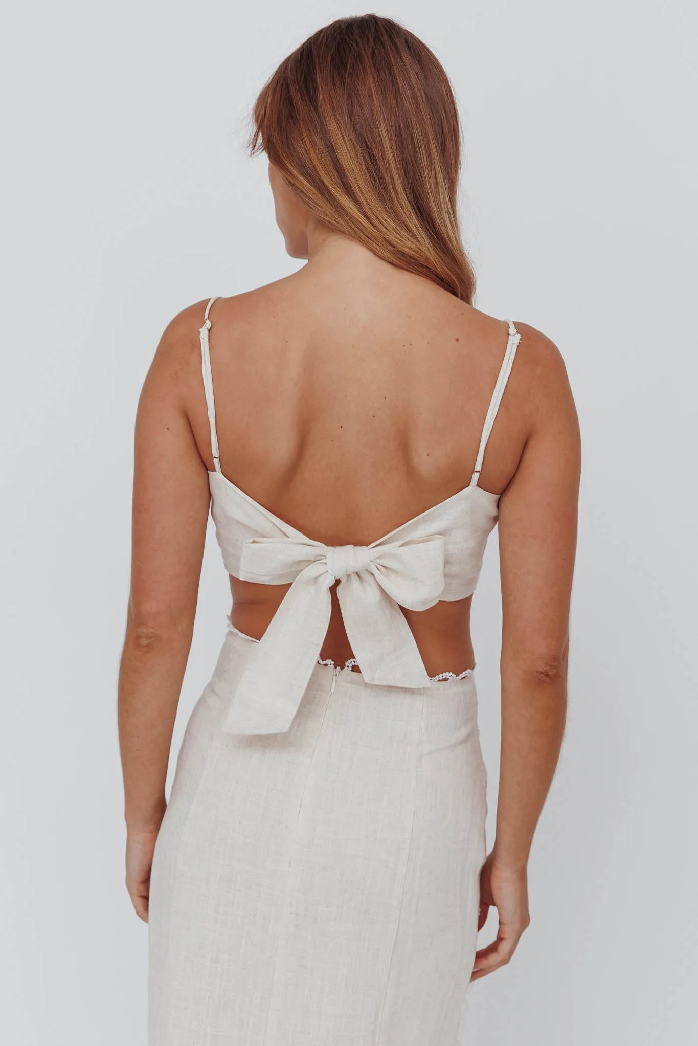 Chamberlain Scallop Trim Crop Top Sand