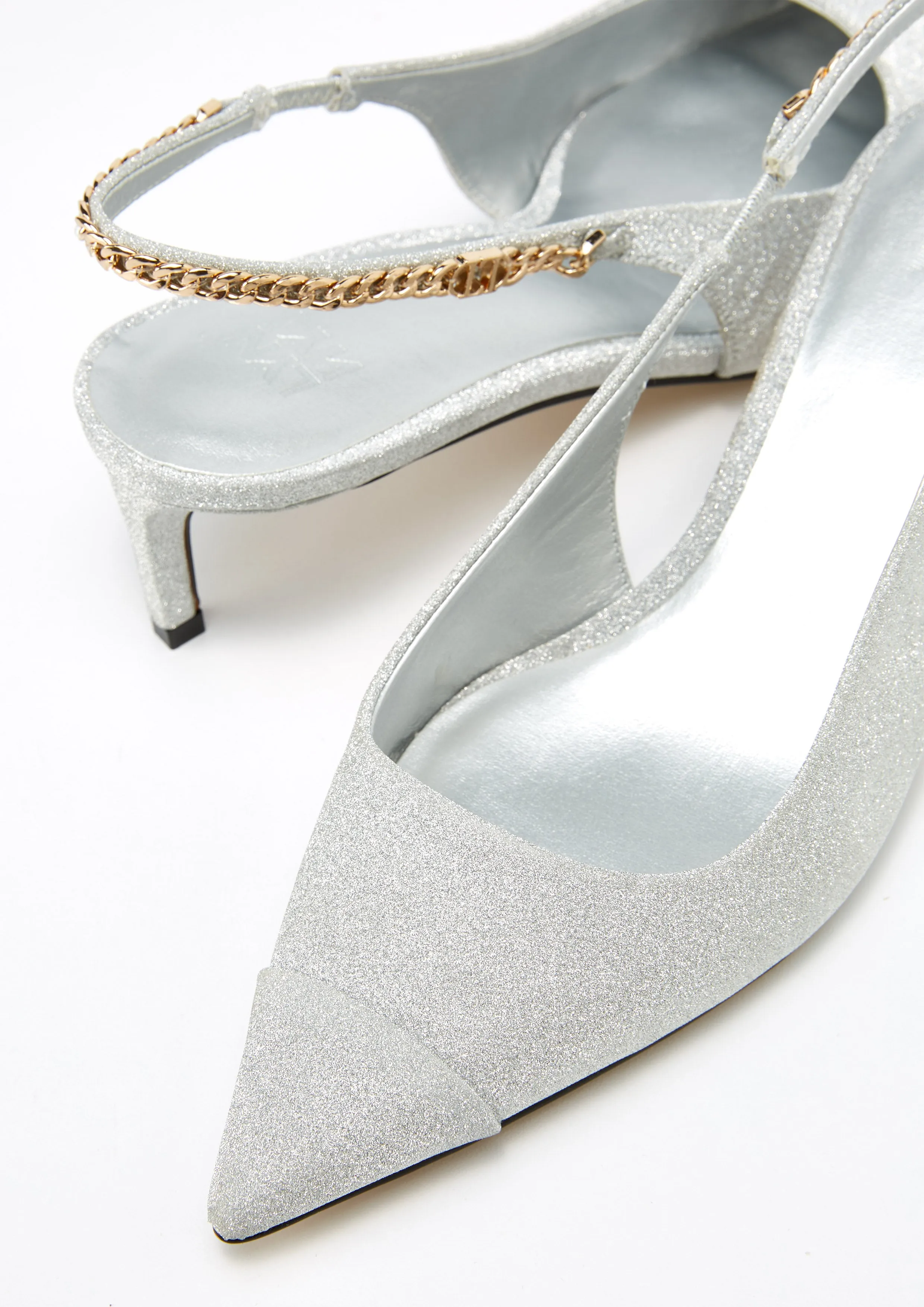 Chilly Slingback Heels - Glitter Silver