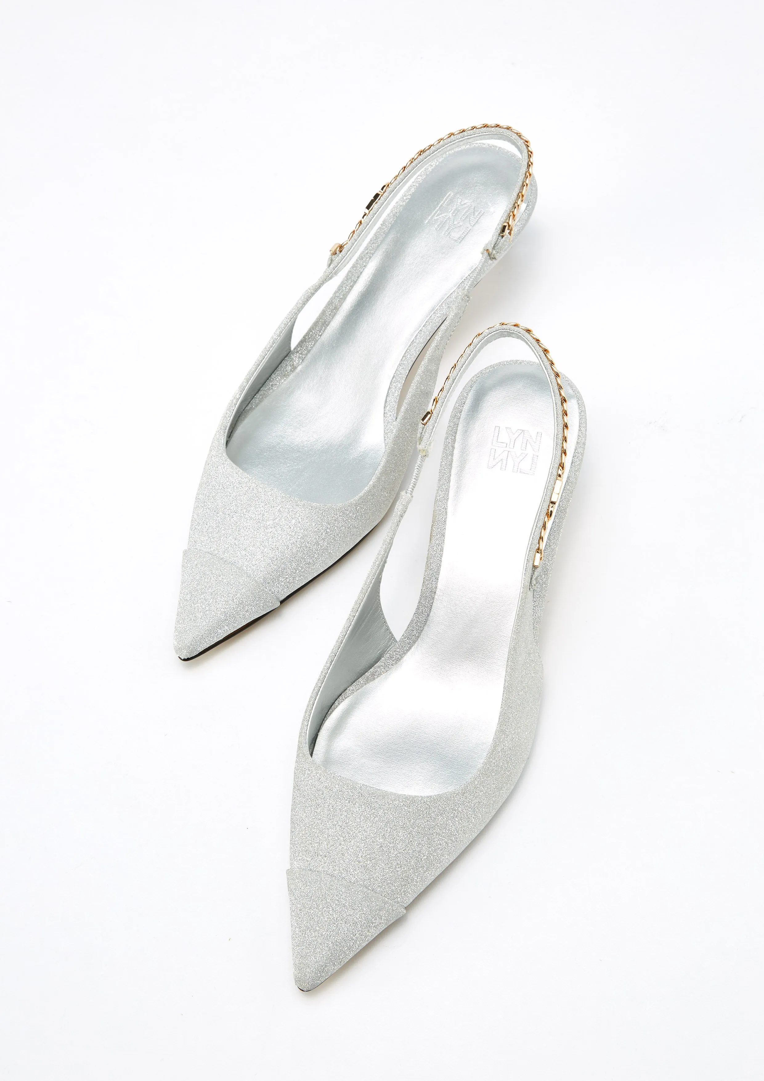 Chilly Slingback Heels - Glitter Silver