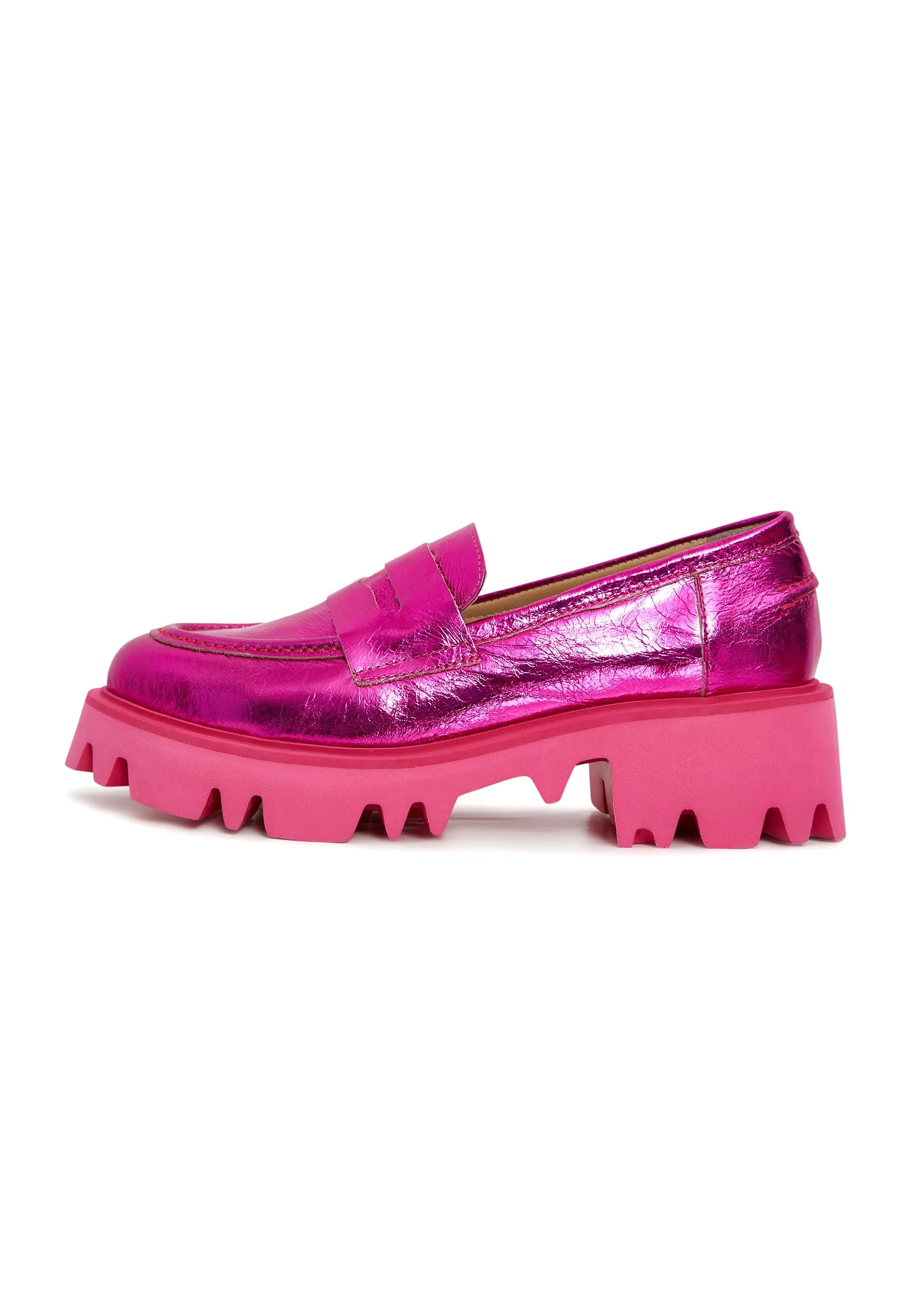 Chunky Platform Loafers - Fuchsia