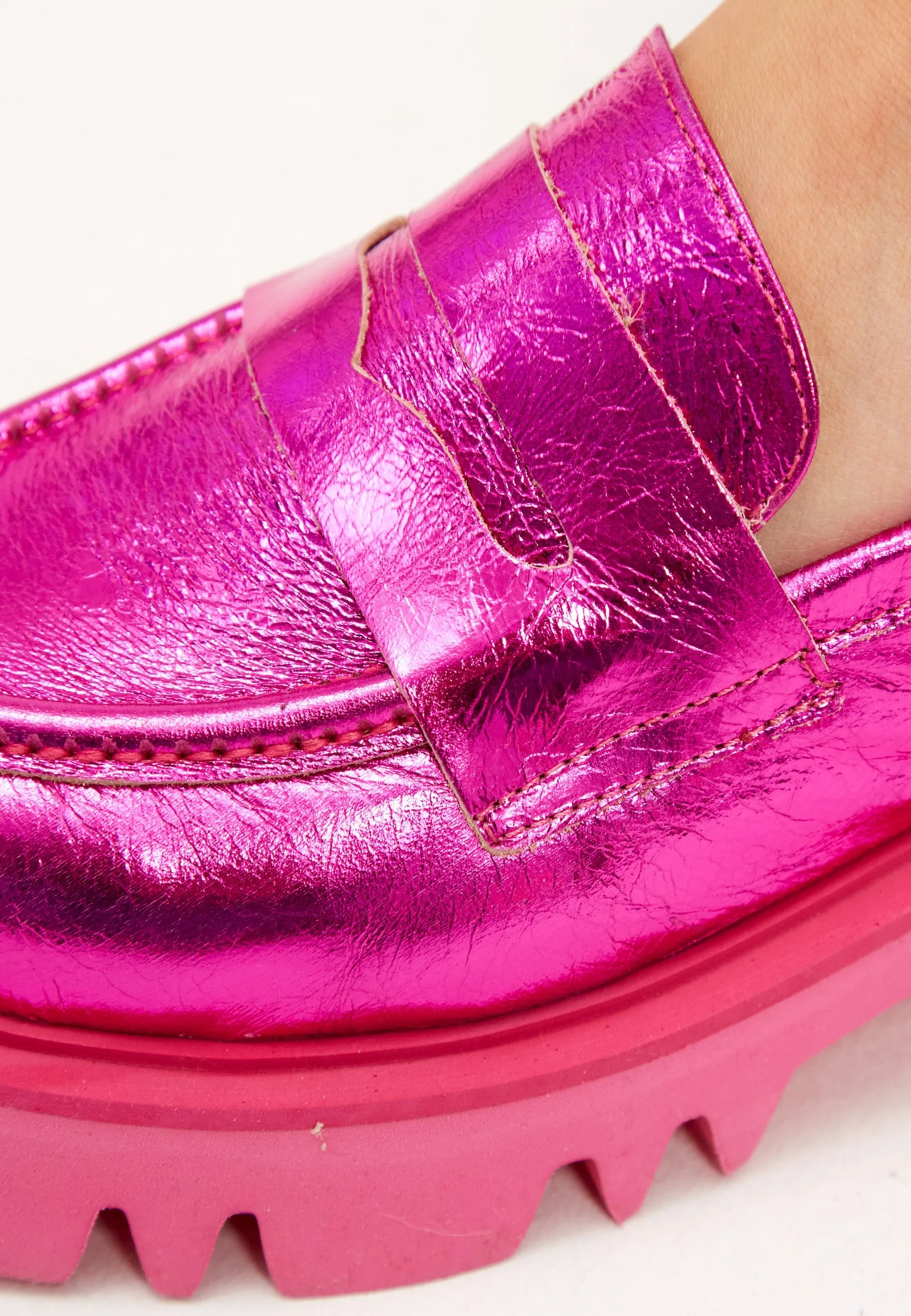 Chunky Platform Loafers - Fuchsia