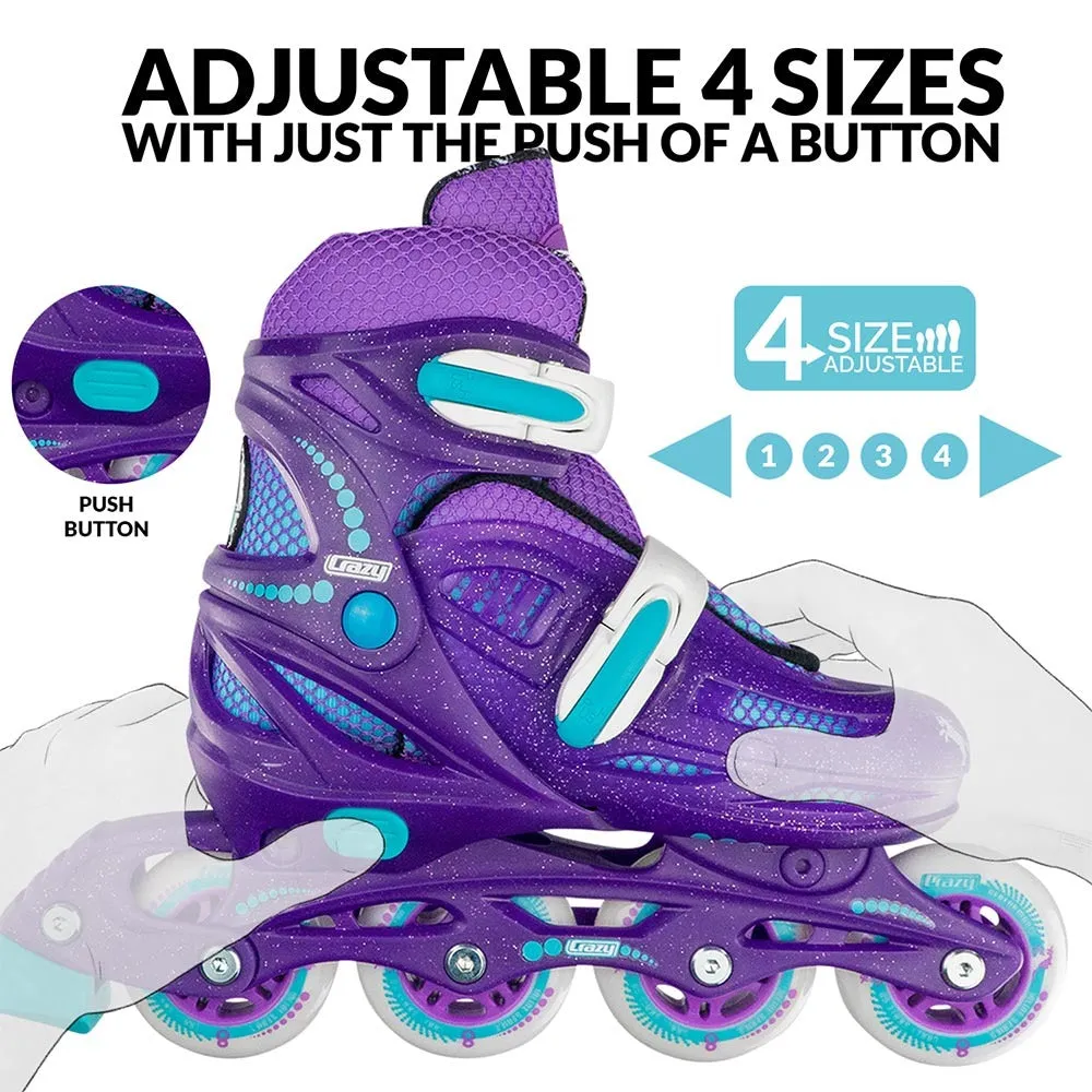 Crazy - 148 Adjustable Inline Skate - Purple Glitter