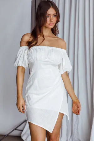 Dayanara Off-Shoulder Puff Sleeve Dress White