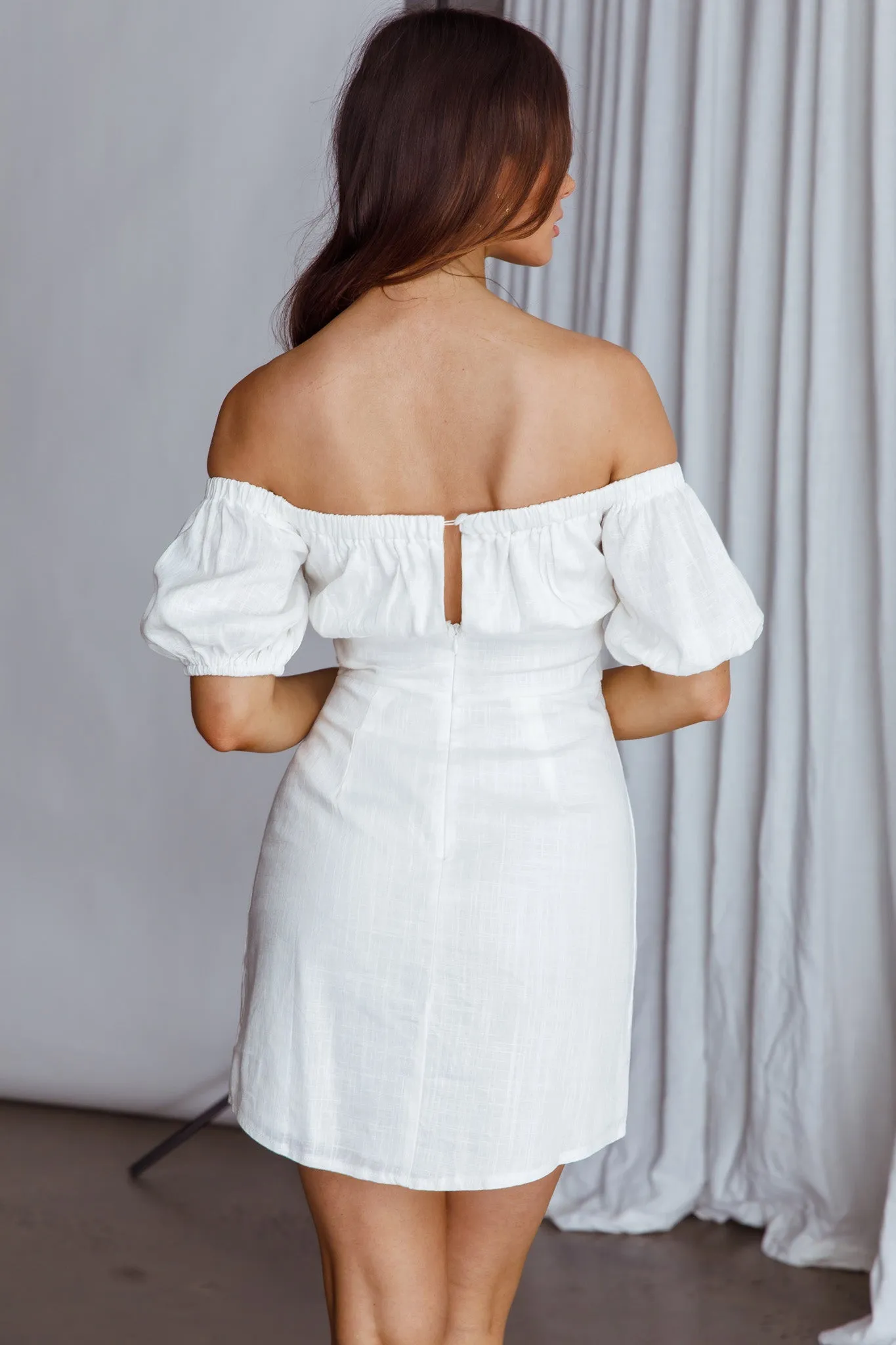 Dayanara Off-Shoulder Puff Sleeve Dress White