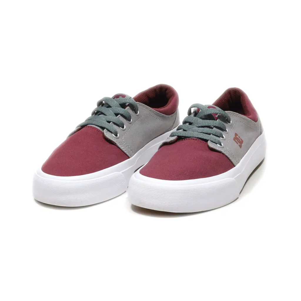 Dc Shoes Trase Tx Low-Top Sneakers Leather Maroon Colour For Women