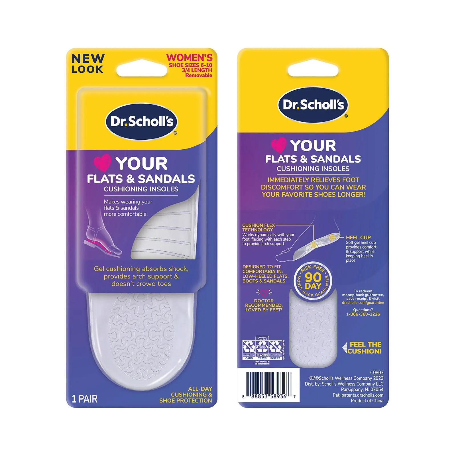 Dr.Scholl Love Your FLATS & SANDALS 3/4 Length Insoles