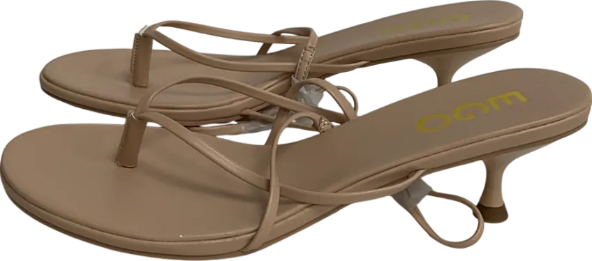 Ego Florence Thong Strap Slingback Kitten Heel In Nude Faux Leather UK 5 EU 38 👠