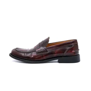 Exton On Formal Slip Ons Leather Burgundy Colour For Men