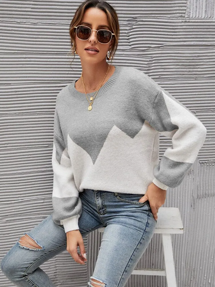 Fashion Women Sweaters 2023 Autumn/Winter Colored O-Neck Pullover Oversized Sweater Women Clothing Knitwears Long Sleeved Tops