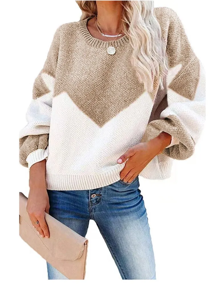 Fashion Women Sweaters 2023 Autumn/Winter Colored O-Neck Pullover Oversized Sweater Women Clothing Knitwears Long Sleeved Tops