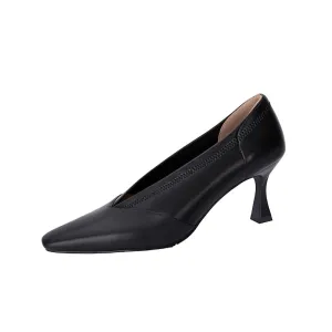 Gwen Black Kitten Heel Pumps