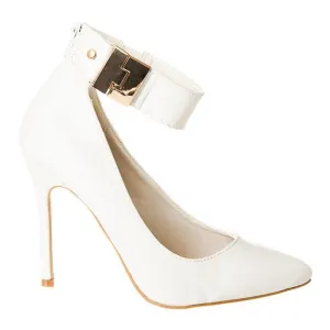 High Stiletto Heel Pointed Toe Ankle Strap Court Shoe