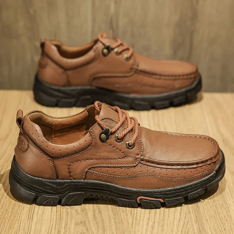 Hnzxzm Business shoes men Fashion genuine Leather Shoe Men's Soft Bottom Casual Men Shoes Breathable Comfortable Men's Shoes