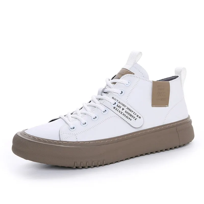 Hnzxzm High Top Men's Sneakers Fashion Men Casual Shoes Luxury Brand White Sneakers Tenis Masculino Fashion Streetwear Skate Shoes Men