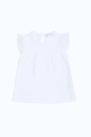 Infant Girls Grey Solid Frilled Sleeves Blouse