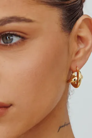 Jetset Cross Hoop Earrings Gold