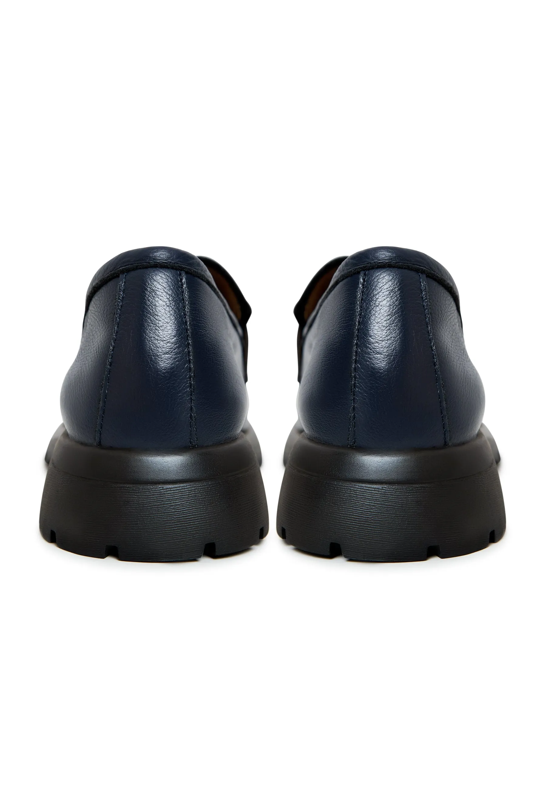 Leather Platform Loafers - Blue